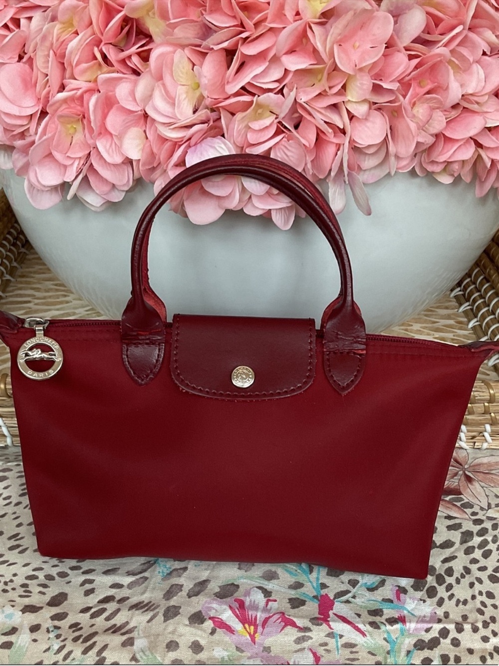 Longchamp Red Le Pliage Small Top-Handle Tote